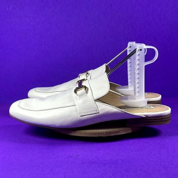 Steve Madden Women's Wintour White Leather Square Toe Mules Shoe Size 10 - Picture 3 of 8